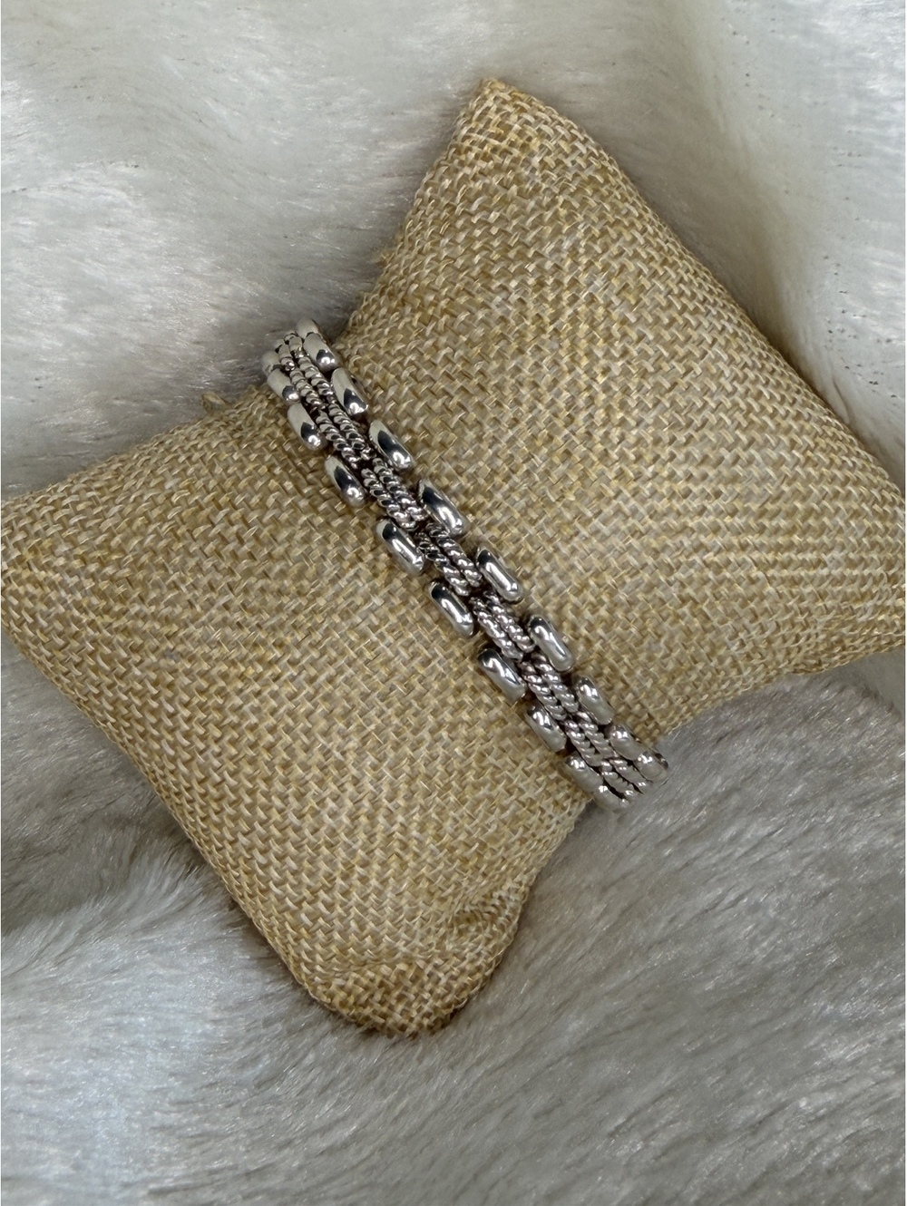 SILPADA 925 Sterling Silver Link Bracelet Center Braid Box clasp B0210 HTF RARE
